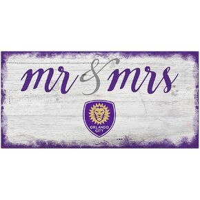 Fan Creations MLS Orlando City Unisex Orlando City Script Mr & Mrs Sign, Team Color, 6 x 12