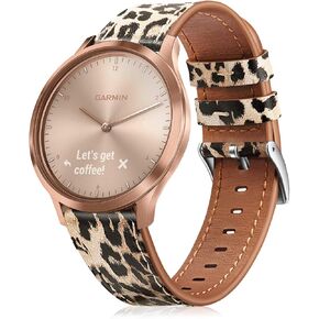 Fintie Bands Compatible with Garmin Vivoactive 3/Garmin Venu Sq, 20mm Quick Release Genuine Leather Band Replacement Strap Wristband Compatible with Garmin Vivoactive 3 Music/Forerunner 245