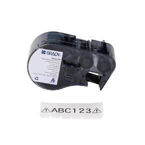 Brady Authentic (M4-17-595) All-Weather Permanent Adhesive Vinyl Labels 0.5" H x 1" W Black on White, 360 Labels. for use with BMP41, BMP51, M410, M510, and M511 Label Printers.