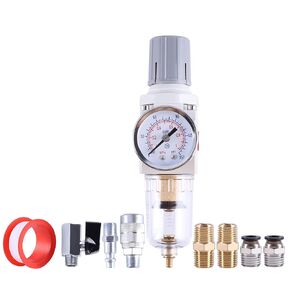Air Compressor Filter Regulator Combo 1/4 Inch NPT Water Oil Separator Air Tool Compressor Filter with Pressure Gauge, Semi-Auto Drain, AW2000-02