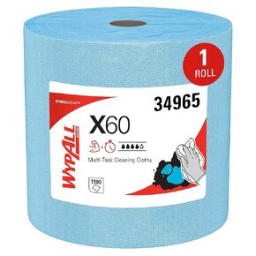 WypAll® GeneralClean™ X60 Multi-Task Cleaning Cloths, Jumbo Roll (34965), Strong and Absorbent Towels, Blue (1,100 Sheets/Roll, 1 Roll/Case, 1,100 Sheets/Case)