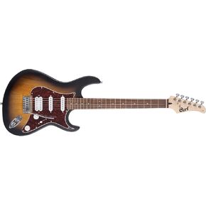 Cort 6 String Electric Guitar Pack, Right, Open Pore Sunburst (G110OPSB)