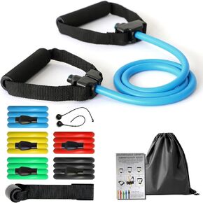 Professional Resistance Bands. Latex-Free, Work Out Bands, Stretch Bands for Working Out Women or Men, Exercise Bands Set for Physical Therapy (with Handle)