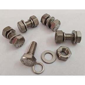 1/2" 304 Stainless Steel Hex Head Screw Bolts and Nuts Kit, Hex Nuts with Spring & Plain Washer for Bolts (Set of 5, 1/2" X 1-1/4")