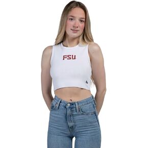 Hype & Vice Cut-Off Tank for Women (Large) - Florida State University Top for Women, Cropped Fit Tank, College Shirts for Game Days - White