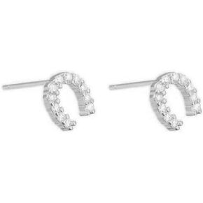 Lucky Horseshoe S925 Sterling Silver Small Stud Earrings for Women Cubic Zirconia Dainty Elegant Good Luck U Shape Hypoallergenic Tiny Mini Cartilage Earring CZ Cute Fashion Jewelry Animal Horse Lover Gifts in Kuwait