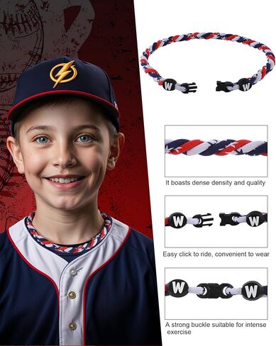 Premium Sports Baseball Necklaces for Outfit/Sport field, Classic Sports Fan Baseball Necklace w/Triple Rope Twisted Tornado Design in Saudi Arabia