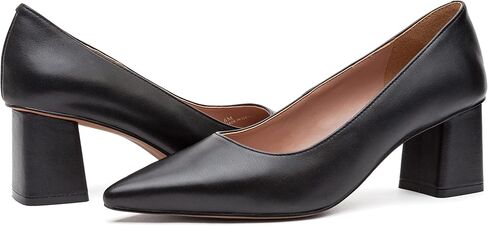 Linea Paolo - BILSON - Womens Leather or Patent Mid-Height Square Heel Pointed Toe Fashion Pump in Saudi Arabia