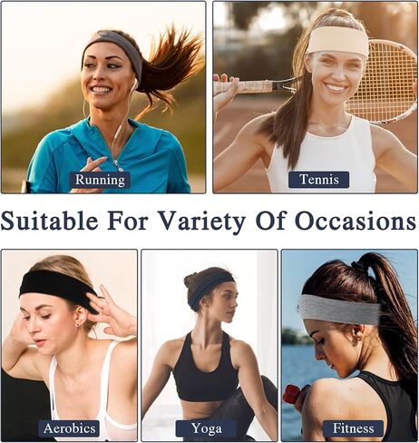 8 قطع من عصابات الرأس المقاومة للانزلاق للنساء، عصابات رأس للتمرين للنساء، عصابات شعر رياضية أنيقة، عصابات رأس مرنة واسعة للنساء، قماش قطني ناعم قابل للتمدد في الهواء الطلق والجري in Kuwait