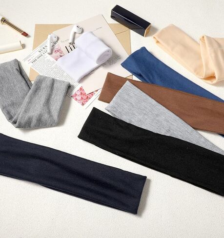 8 قطع من عصابات الرأس المقاومة للانزلاق للنساء، عصابات رأس للتمرين للنساء، عصابات شعر رياضية أنيقة، عصابات رأس مرنة واسعة للنساء، قماش قطني ناعم قابل للتمدد في الهواء الطلق والجري in Kuwait