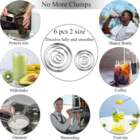 6 PCS Shaker Balls استبدال زجاجة شاكر 2 أحجام كرات خلط الفولاذ المقاوم للصدأ لشراء البروتين ، زجاجة الشرب in Saudi Arabia