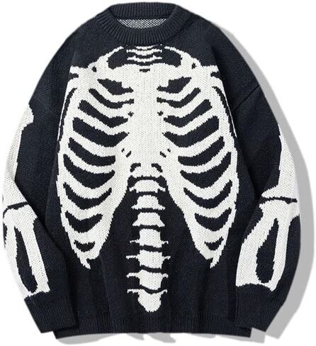 Aelfric Eden Skeleton Sweater Crew Neck Vintage Oversized Long Sleeve Y2k Pullover Skull Halloween Sweater in Saudi Arabia