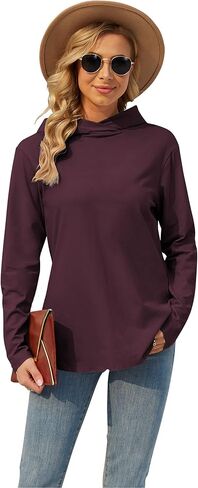 TAIPOVE Women's Cotton Basic Hooded Pullover Sweartshirt Casual Layering Lightweight Undershirts Long Sleeve Top in Saudi Arabia
