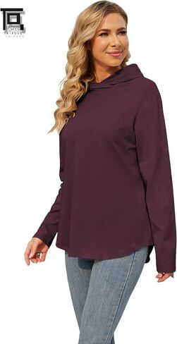 TAIPOVE Women's Cotton Basic Hooded Pullover Sweartshirt Casual Layering Lightweight Undershirts Long Sleeve Top in Saudi Arabia