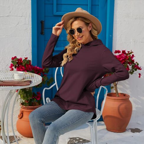 TAIPOVE Women's Cotton Basic Hooded Pullover Sweartshirt Casual Layering Lightweight Undershirts Long Sleeve Top in Saudi Arabia