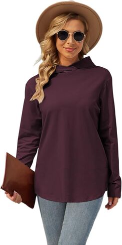 TAIPOVE Women's Cotton Basic Hooded Pullover Sweartshirt Casual Layering Lightweight Undershirts Long Sleeve Top in Saudi Arabia