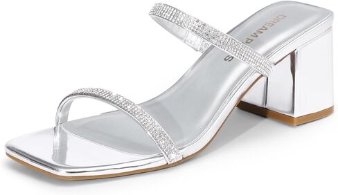DREAM PAIRS Sandal Heels for Women Low Square Open Toe Block Chunky Heels Slip On Slides Mules for Party Homecoming Daily in Saudi Arabia