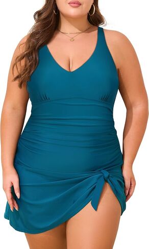 Hilor Women's Underwire One Piece Swim Dress Tummy Control Swimsuits Skirt Bathing Suit Dress in Kuwait