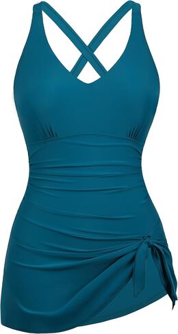Hilor Women's Underwire One Piece Swim Dress Tummy Control Swimsuits Skirt Bathing Suit Dress in Kuwait