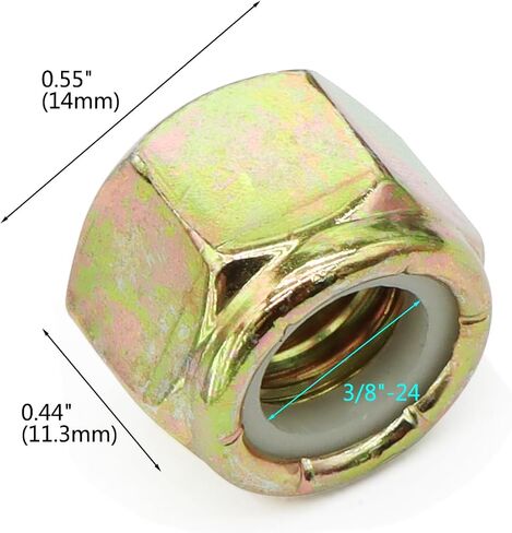 Nylon Insert Lock Nut, Piece-25, Yellow Zinc Finish (3/8"-24) in Saudi Arabia