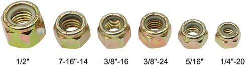 Nylon Insert Lock Nut, Piece-25, Yellow Zinc Finish (3/8"-24) in Saudi Arabia