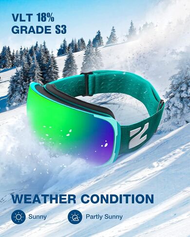 ZIONOR Ski Goggles, Z1 Zipon HD Lens Snow Snowboard Goggles for Men Women Adult in Kuwait