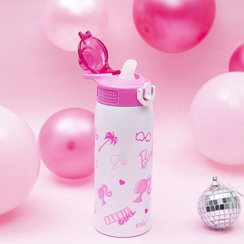 Zak تصمم زجاجة ماء Barbie Sage Kids للمدرسة أو السفر ، زجاجة مياه من الفولاذ المقاوم للصدأ 19 أوقية مع قش ، مقبض ، وغطاء مقاوم للتسرب ، منبثقة (باربي) in Kuwait