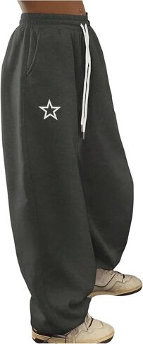 Women's Star Graphic Joggers Pants Drawstring High Waisted Straight Leg Sweatpants Baggy Pants in Saudi Arabia
