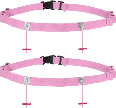 PATIKIL Triathlon Belt Bib Holder, 2 Pack Elastic Marathon Race Number Belt Marathon Running Race Belt with 6 Gel Loops for Marathon Racing Cycling, Pink in Saudi Arabia