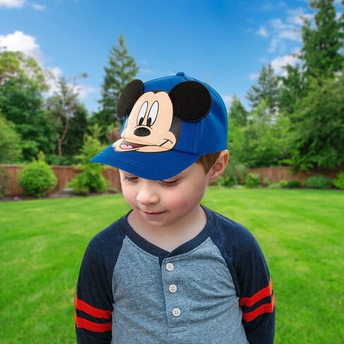 Disney Boys' Mickey Mouse Baseball Cap - 3D Ears Curved Brim Strap Back Hat (2-7), Size 4-7 Years, Mickey Mouse Ears Red in Saudi Arabia