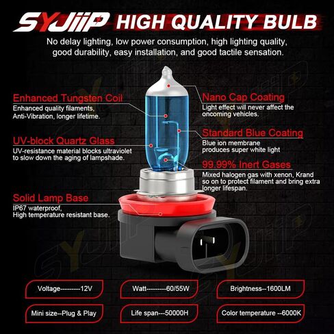 For Jeep Grand Cherokee Headlight Bulbs 1999 2000 2001 2002 2003 2004 2005 2006 2007 2008 2009 2010, 9005 9006 High Low Beam Halogen Lights Combo, 6000K White 55W, 300% Brightness, Plug n Play, 4-Pack in Saudi Arabia