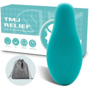TMJ Pain Relief Jaw Massager - Travel Pouch Included - 10 Gentle Massage Modes - Ergonomic Design, Medical-Grade Silicone - Pain Relief for Jaw and Neck - TMJ Massage Tool - Jaw Massager