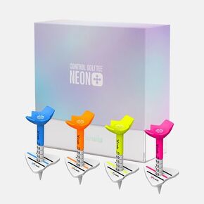 Control Golf Tee, Patented Design Plastic Tees for Enhanced Driver Distance, Precision, Reduced Spin, 4 Colors (4)