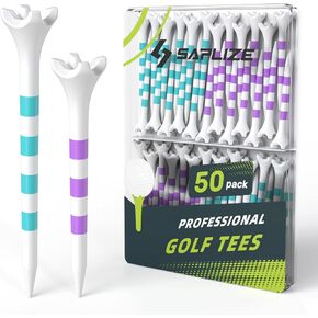 SAPLIZE Upgraded 4-Prong Golf Tees, Optimized Shaft Thickness for Ideal Balance of Strength & Flexibility, 50/100 Pack (2-3/4" / 3-1/4"), Engineered to Reduce Friction & Side Spin