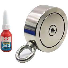 Brute Magnetics- 4250 lb Double Sided Wildebeest Fishing Magnet Bundle 5.3" Heavy Duty Rare Earth Neodymium Magnet- Includes Eyebolts and Threadlocker Strong Magnets for Fishing in Lakes or Rivers