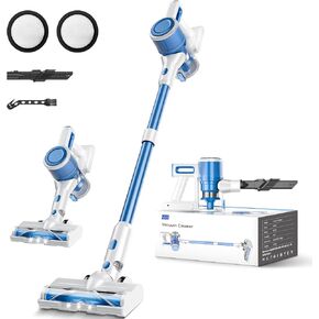 Cordless Vacuum Cleaner - Rechargeable, 45Kpa Powerful Suction Stick Vacuum Cleaners for Home, 8-in-1 Lightweight Vacuum Cleaner with High-speed Brushless Motor for Hardwood Floors/Carpets, Blue