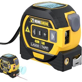 Almighty Tools Tape Measure 3-in-1 Rangefinder with Led Display ，Almighty Tools Laser Tape Measure-Almighty Tools (Yellow 1Pc)