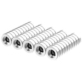 N52-3/8 D x 1/8" H - 50 Pack with #4 Countersunk Hole Ring Magnets, Powerful Small Rare Earth Magnets, Strong Neodymium Disc Magnets for DIY, Building, Scientific, Craft Magnets