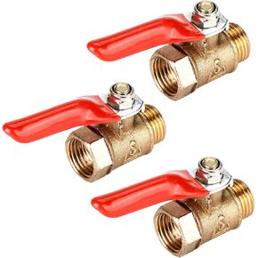Ball Valve,1/4 Inch Air Valve Pex Ball Valve,3 Pcs 1/4" Male x Female NPT Thread Pipe Fitting Air Compressor Shut Off Valve