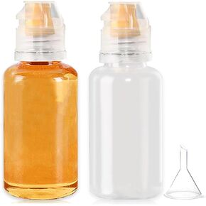 2 Pack Empty Honey Squeeze Bottles with Funnel, 95ml Leakproof Plastic Honey Bottles Flip Lids Honey Dispenser No Drip Honey Container Jar for Honey Condiment Sauce Syrup Oil Epoxy, No-mess, BPA Free