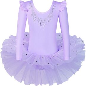 BAOHULU Ballet Leotards for Girls Full Skirted Dance Tutu Dress Party Costumes B185_DiamondPurple_M