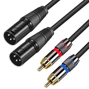 Dual RCA Male to XLR Male Cable 5Ft,RCA to XLR Cable, 2 RCA Male to 2 XLR Male Plug HiFi Stereo Audio Connection Amplifier Mixer Speaker Microphone Cord, for Amplifier Mixer Microphone (5Ft)