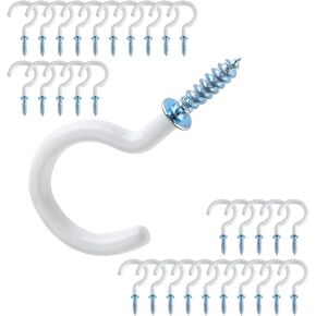 Mgoodoo Ceiling Hooks Heavy Duty, 30PCS 1-1/2 Inch Screw Hooks for Hanging Plants Outdoor String Lights Mugs Cups Hanger Holder Baskets