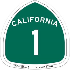 California Route Highway 1 car Bumper Window Sticker 4" x 4"
