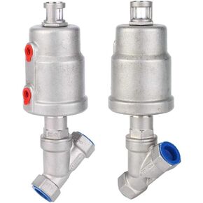 1/2" DN15 Angle Seat Valve, Turn Brass Angle Stop Valve Air Actuated Female Thread Stainless Steel Air Steam Valve