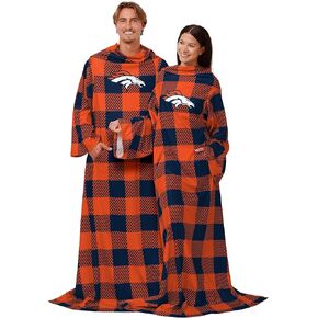 FOCO Denver Broncos NFL Buffalo Plaid Oversized Wearable Throw Blanket - 48" x 71"