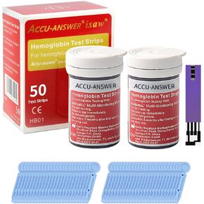 Accu-Answer 50 Hemoglobin Test Strips for Accu-Answer 4-in-1 Meter, No Code Card Needed