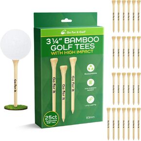Golf Tees Golf Tees Made from Premium Bamboo for Strength, Low Friction & Resistance Golfing | Available in 2-3/4" (2.75") & 3-1/4" (3.25 Inches) in Both 25 and 500 Packs