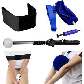 Golf Swing Training Aid, Stretchable Golf Swing Trainer, Golf Impact Practice Ball & Golf Arm Band for Warm-up, Indoor & Outdoor Practice