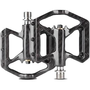 Carbon Fiber Pedals with Titanium Core - Lightweight T800 Carbon Fiber, Anti-Slip Aluminum Pins, Durable & Strong for Road & Mountain Bikes